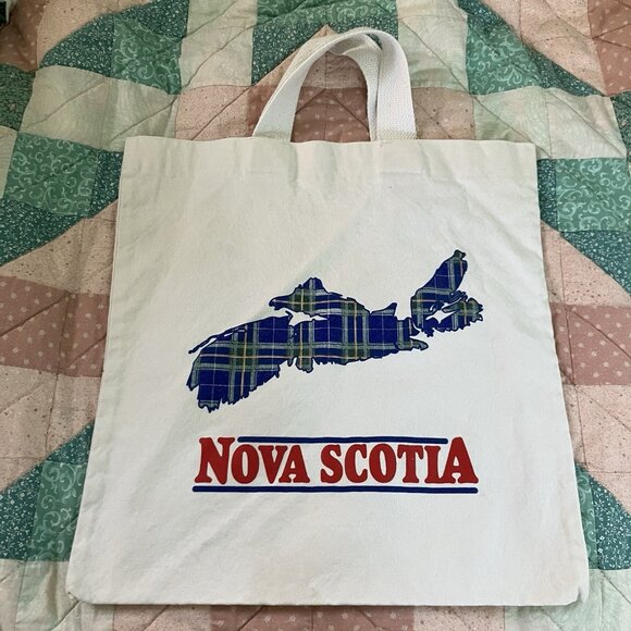 Vintage Nova Scotia Tote Bag Reusable Shopper Shoulder Bag Canvas Tartan - Picture 1 of 8